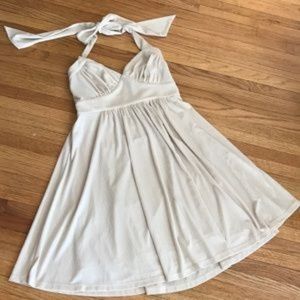 Betsey Johnson halter cream gold shimmer dress 8